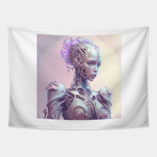 Portrait in Pastel Colors of A Fractal Robot Tapestry