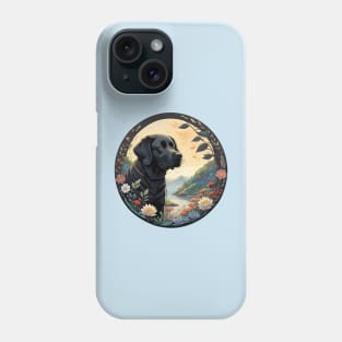 Black Lab Floral Wreath Phone Case