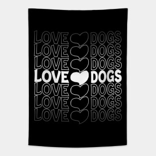 Love Dogs Heart Repeat Text White Tapestry