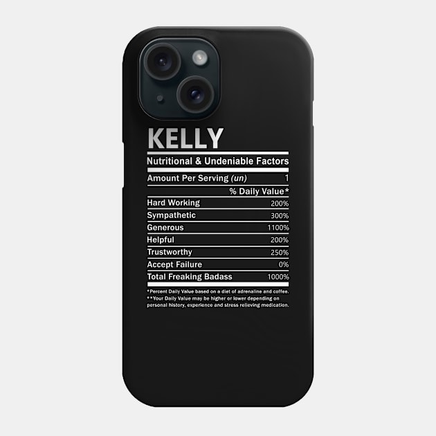 Kelly Name T Shirt - Kelly Nutritional and Undeniable Name Factors Gift Item Tee Phone Case by nikitak4um