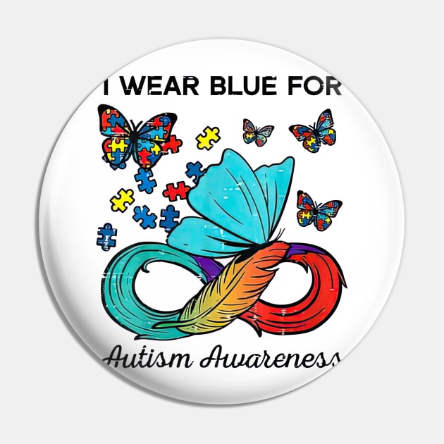 Autism Butterfly I Wear Blue For Autism Awareness Pin by TATTOO project