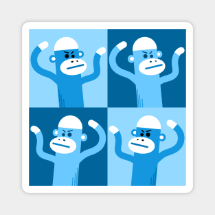 Sock monkey swarm blue Magnet