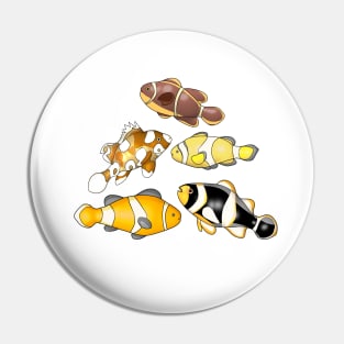 Group of colorful Clownfish cartoon Pin