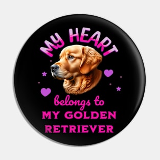 My Heart Belongs to my Golden Retriever Dog Pin