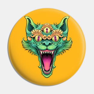 Green Cat Head Pin