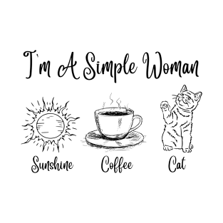 I'm A Simple Woman Sunshine Coffee Cat T-Shirt