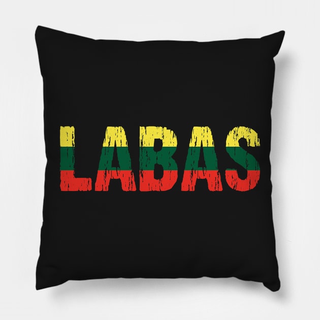 Labas Lithuanian Hello Funny Lietuva Language Flag Pillow by Nirvanibex