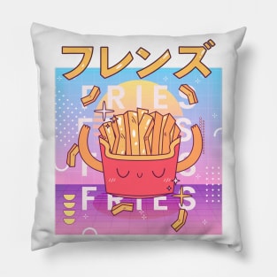 Funny Retro 90s Japanese Kawaii French Fries Fresh Friends Pillow