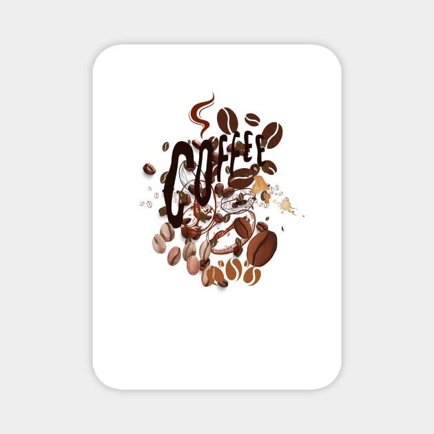 coffee bean tshirt Magnet by SherDess33