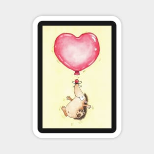 Cute Watercolor Hedgehog Heart Balloon Magnet
