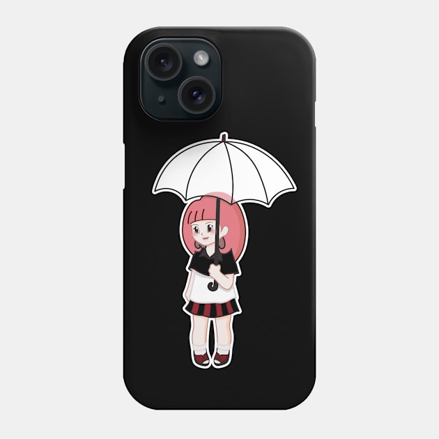 Cute girl with umbrella Phone Case by NumbleRay