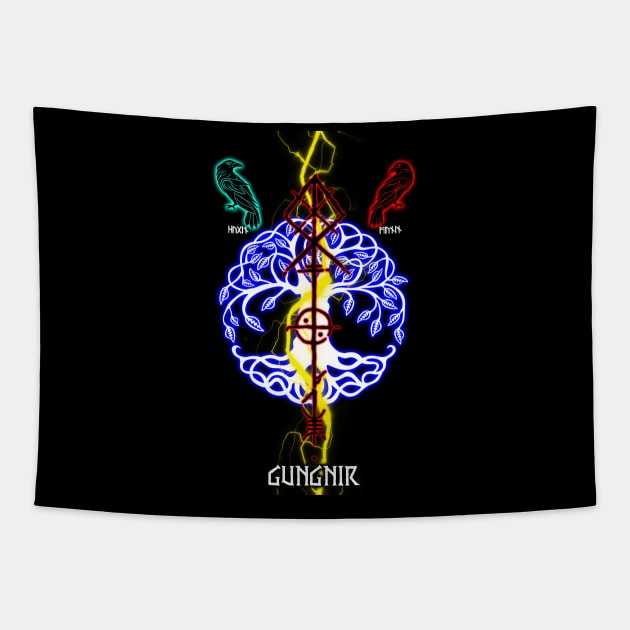 Gungnir odin spear red thunder Tapestry by Korvus78