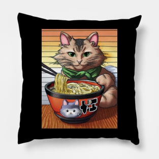 Cat Eating Ramen Pillow