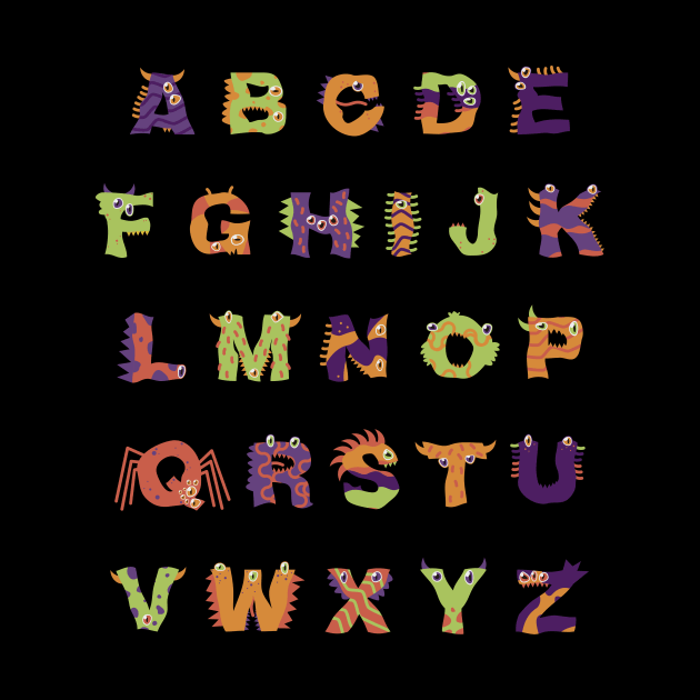 Alphabet Halloween Teacher Kids Cute Monster Alphabet ABC by PaulAksenov