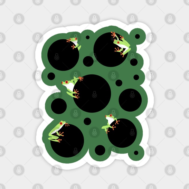 Tree Frogs on Polka Dots Magnet by ahadden