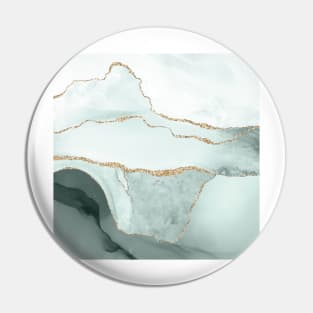 Watercolor Agate in Slate Green / Green Jade Faux Gold Veins Pin