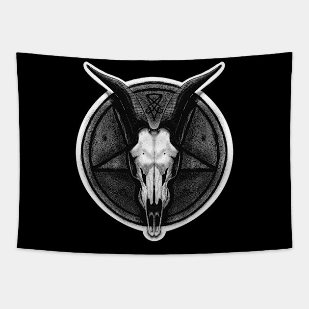 Baphomet skull Tapestry by Matthenegar