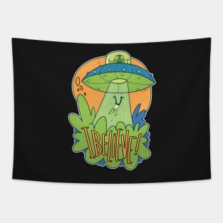 Alien I Believe UFO Abduction Tapestry