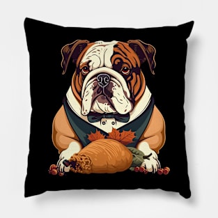 Thanksgiving Bulldog Pillow