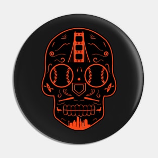 San Francisco Baseball Sugar Skull Pin