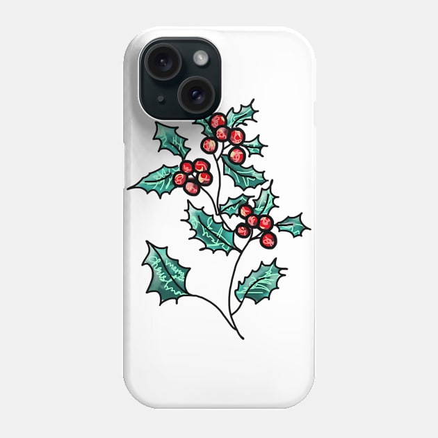 Holly leaves Christmas Phone Case by Sleepycircle