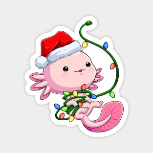 Santa Axolotl Tangled in Festive Cheer Magnet