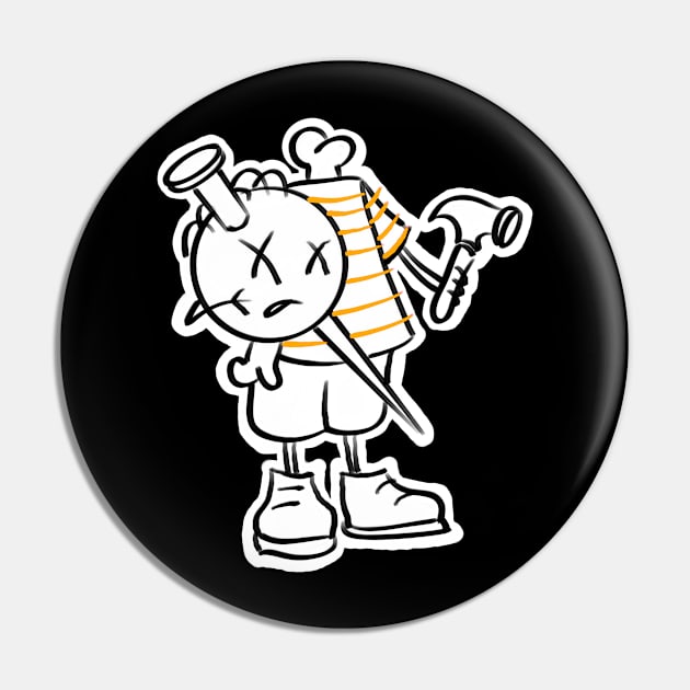 Mr. Sinmo orange Pin by Sinister Motives Designs