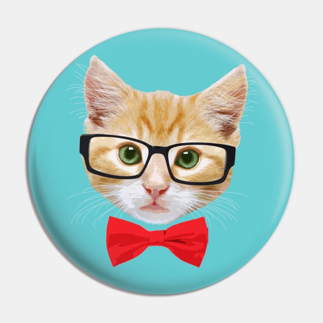 Geek Cat Pin by JurassicArt