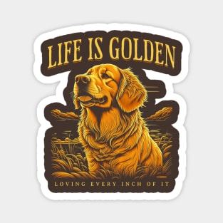 Golden Retriever Dog Retro Vintage Style Monochrome Graphics Magnet