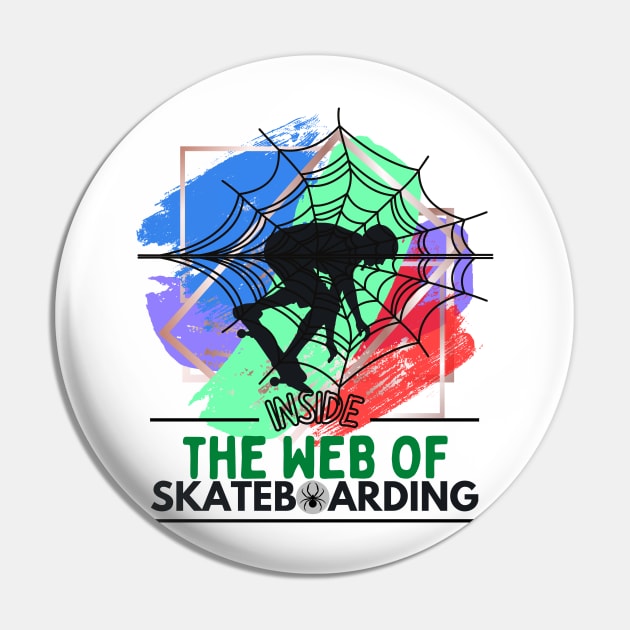 Trapped Inside the Web of Skateboarding Green/Bright Pin by wakumi style