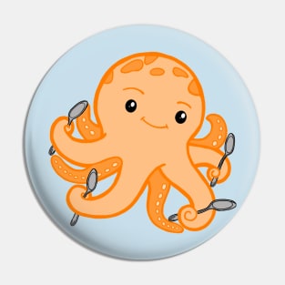 Spoonie Octopus (Orange) Pin