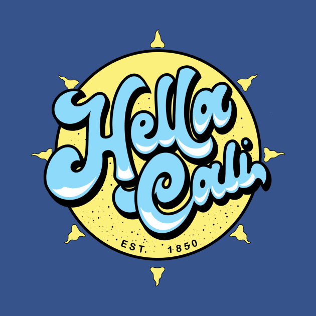 Hella Cali Yellow Sun Blue Lettering Logo by HellaCali