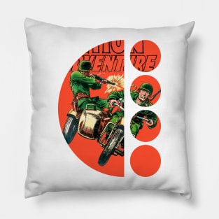 Motorcycle Sidecar Retro Vintage Comic Old Scifi Funny Popart Fantasy Pillow