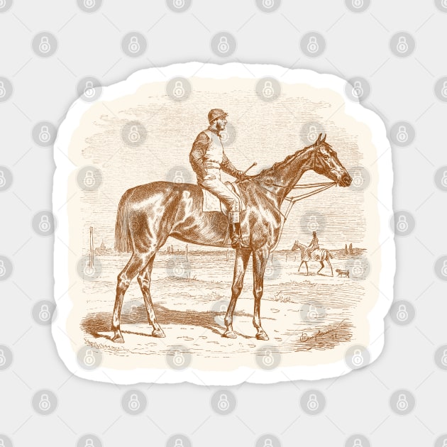 Racing Horse Vintage Illustration Magnet by Biophilia