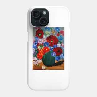 a lovely vibrant bouquet of flowers in a silver vase Phone Case