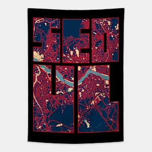 Seoul, South Korea City Map Typography - Hope Tapestry