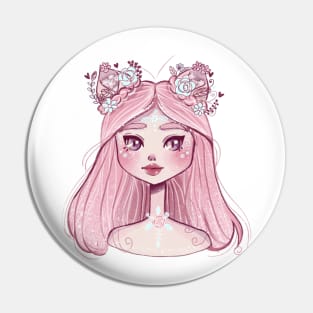 Magic Girl Flower Cat Pin