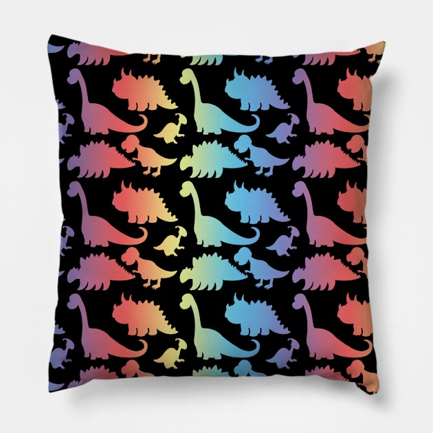 Rainbow Dinosaurs Pillow by SJAdventures