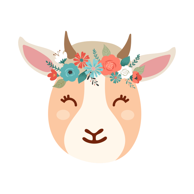 Cute Goat with Flower Crown by CreativeFit