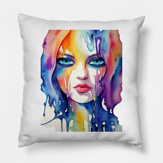 i fell in love with your blue eyes Pillow by omfardo