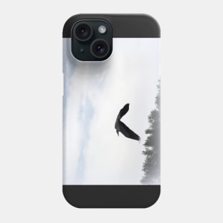 Great Blue Heron Flying Past the Clouds Above Trojan Pond 5 Phone Case