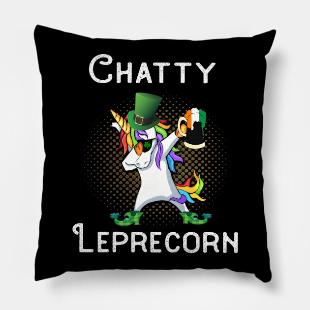 Dabbing Leprecorn Beer Shamrock Leprechaun St Patrick's St Paddy's Day Chatty Pillow by familycuteycom