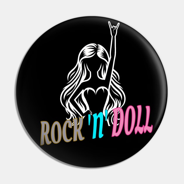 Rock 'n' Doll: Babe Doll Silhouette Pin by MetalByte