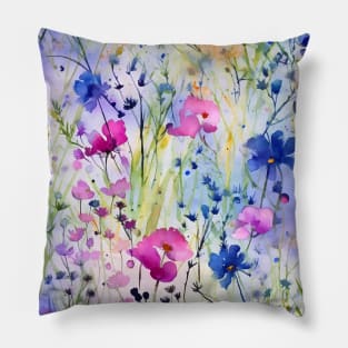 Impressionist wildflower pattern Pillow