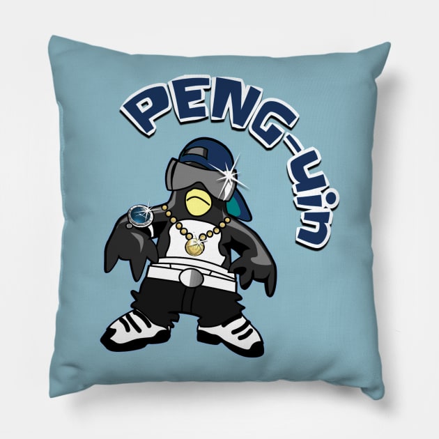 PENG PENGUIN. Cool, cute cartoon penguin Pillow by Off the Page