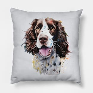 English Springer Spaniel Bright Watercolor Pillow