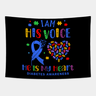 In November We Wear Blue Puzzle Diabetes Awareness Month Warrior Tapestry