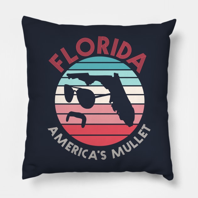 Florida, America's Mullet // Funny Florida Retro Sunset Pillow by SLAG_Creative