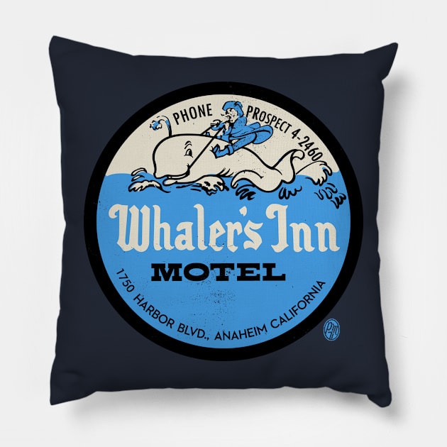 Vintage Whalers Inn Anaheim California Pillow by StudioPM71