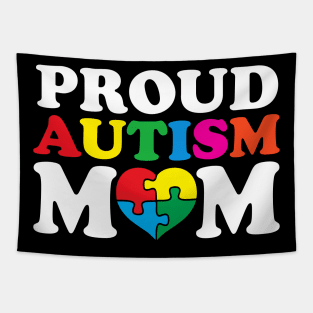 Cute Proud Autism Mom Heart Puzzle Funny Autism Awareness Day Month Autistic Mom Women Mother's Day Girls Tapestry